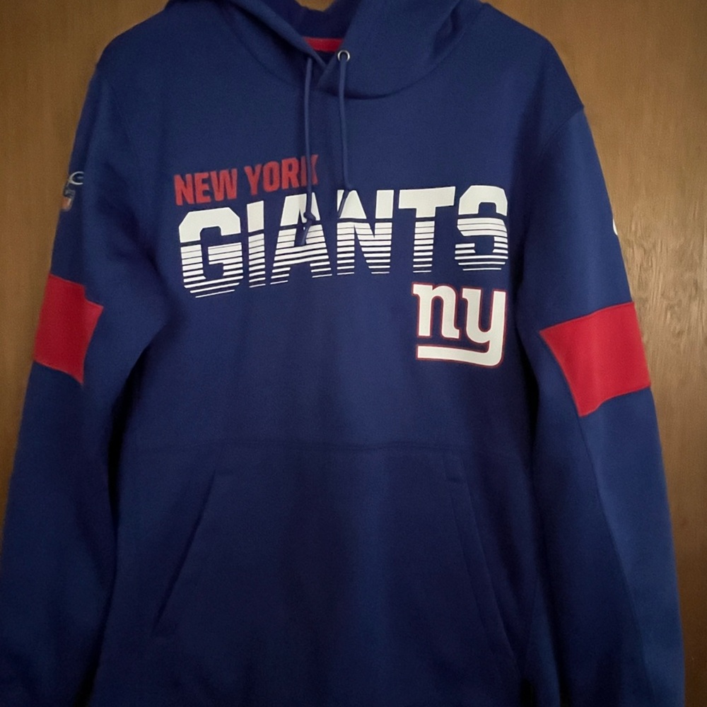 Men's Nike NEW YORK GIANTS Blue Hoodie with Red Trim